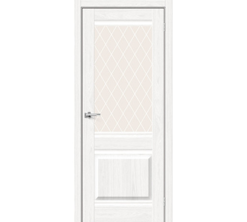 Межкомнатная дверь с экошпоном Прима-3 White Dreamline/White Сrystal